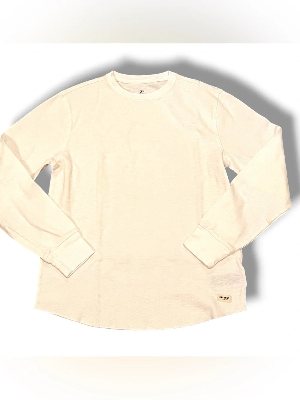 Gap Kids Boys White Waffle Weave Thermal Long Sleeve Shirt Size XL EUC D-8